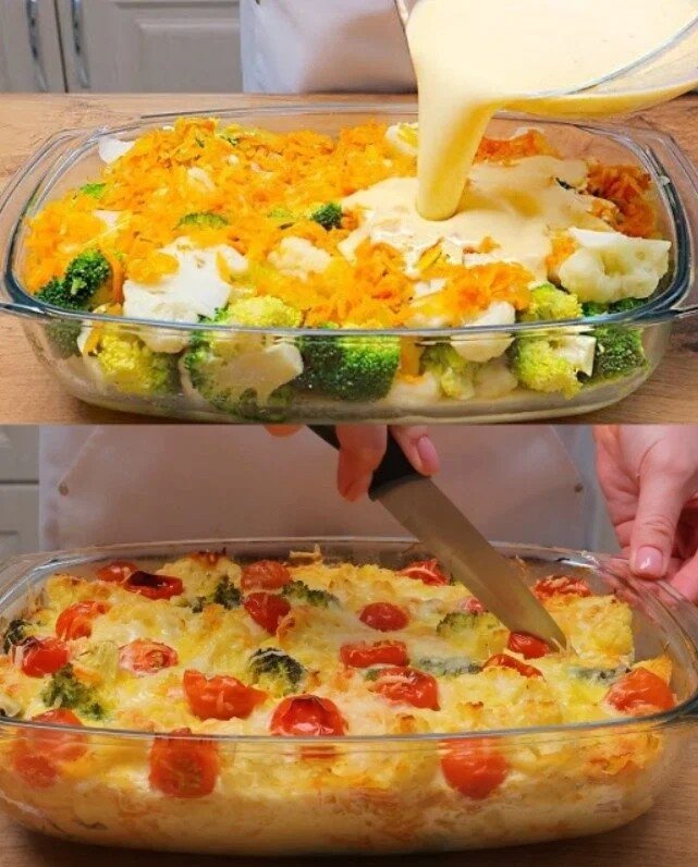 Vegan Baked Broccoli & Cauliflower Casserole