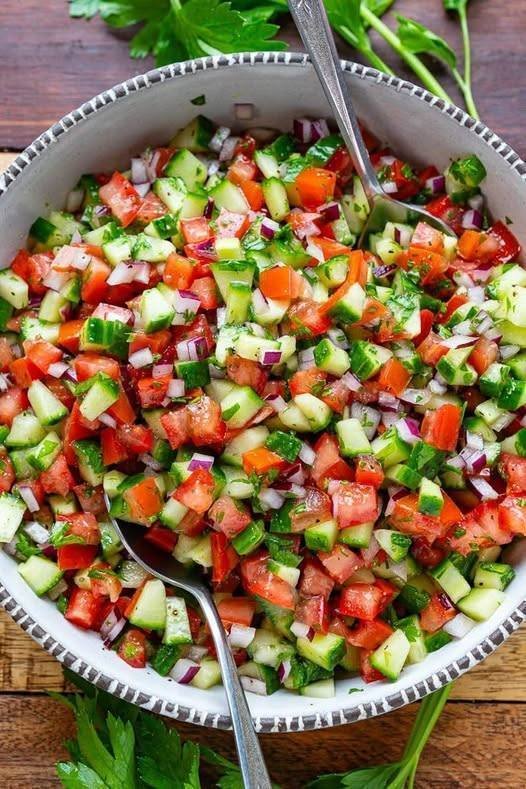 Vegan Chopped Cucumber Tomato Salad