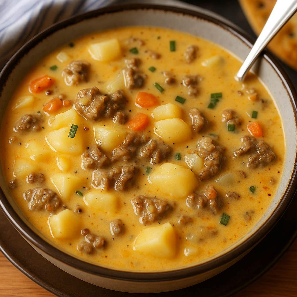 Cheesy Hamburger Potato Soup